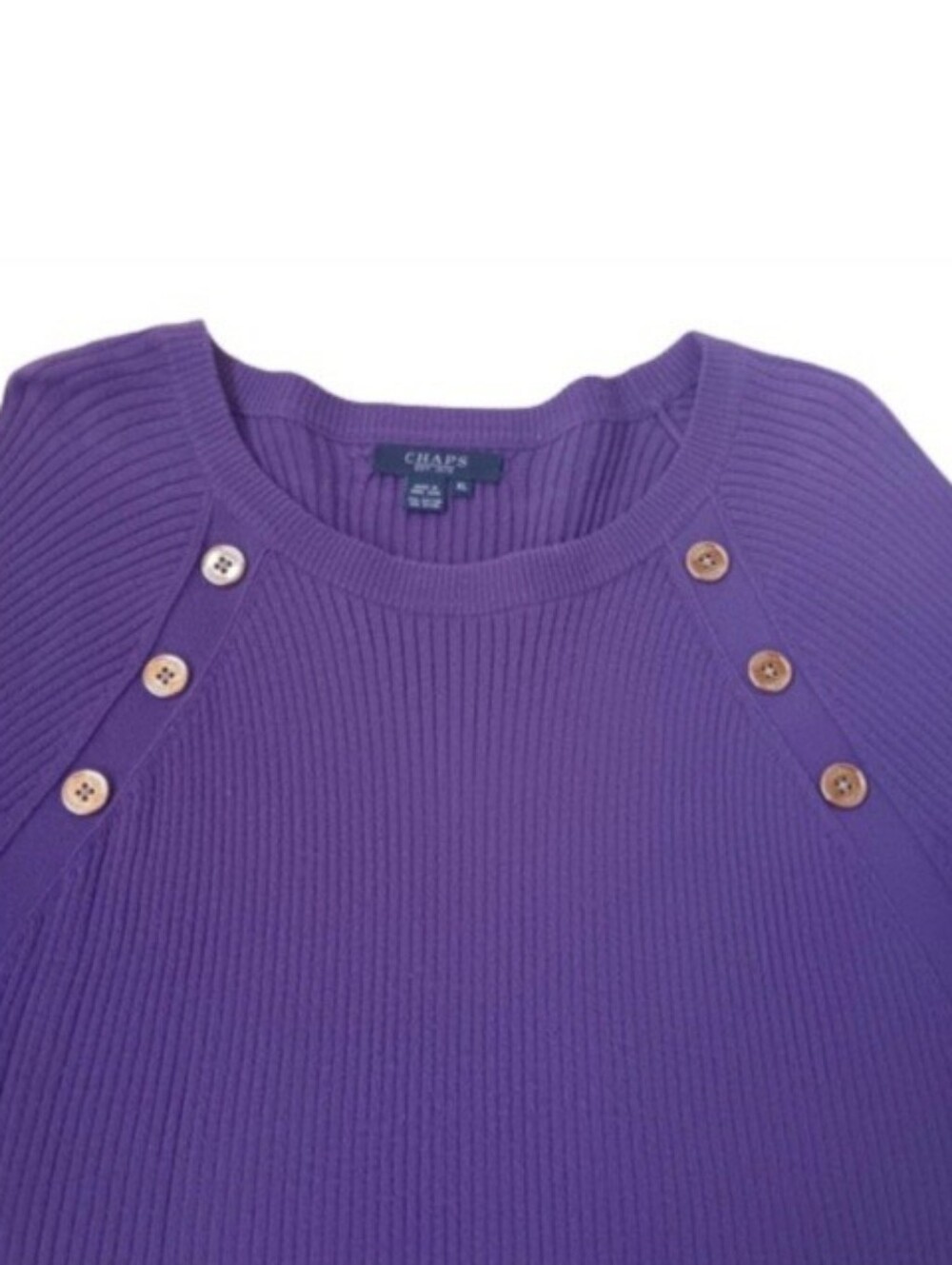 CHAPS Purple Ribbed Sweater with Buttons | EUC - Picture 8 of 9